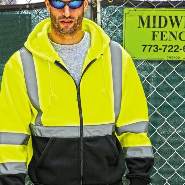 Unisex Hi-Vis Full-Zip Hooded Sweatshirt Thumbnail