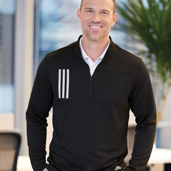 Men's 3-Stripes Double-Knit Quarter-Zip Pullover Thumbnail